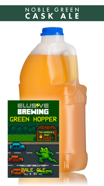Elusive Green Hopper Cascade Green Hopped Golden Ale - 4 Pint Container