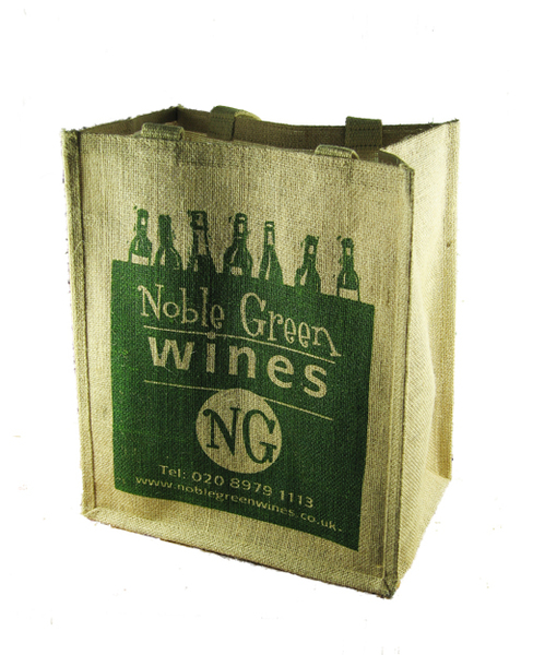 Noble Green 6 Bottle Jute Wine Carrier